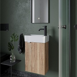 Sancos Тумба с раковиной Mini 35 R дуб галифакс натуральный раковина Element 37/21 R CN5007 – фотография-4