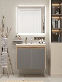 Teymi Тумба с раковиной Netta 75 подвесная дуб/графит – фотография-10