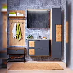 Бриклаер Мебель для ванной Форест 80 дуб золотой/антрацит – фотография-6