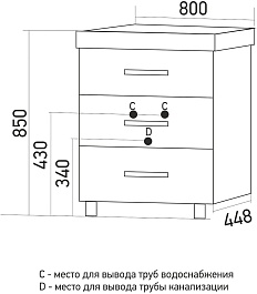 Mixline Тумба под раковину Стив 80 3 ящика белая – фотография-5