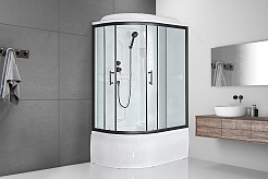 Royal Bath Душевая кабина Practic RB 8120BK1-M-BL 90x90 R стекло рифленое профиль черный матовый – фотография-2