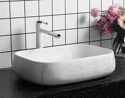 Ceruttispa Раковина накладная 56.5 CR0086 MMW1 мрамор белый матовый – фотография-5