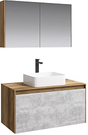 Aqwella Тумба с раковиной Mobi 100 дуб балтийский/бетон светлый – фотография-4