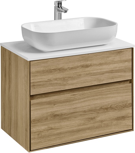 Акватон Мебель для ванной с белой столешницей Либерти 75 Лола дуб эльвезия – картинка-3