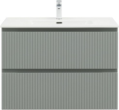 Aquanet Тумба с раковиной Джейн (Flat) 90 подвесная мисти грин матовая – фотография-1