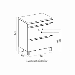 Mixline Тумба под раковину Лайн 70 2 ящика белая – фотография-4