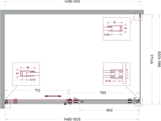 BelBagno Душевой уголок Soft Close-2 SOFT_CLOSE-2-AH-1-150/100-C-GM 150x100 профиль оружейная сталь стекло прозрачное – фотография-12