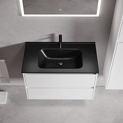 Sancos Тумба с раковиной Libra 80 белый глянец раковина Element 81 CN7005MB – фотография-2