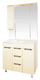 Misty Зеркальный шкаф Кристи 90 L бежевый, эмаль – фотография-2