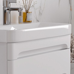 Equil Тумба с раковиной Nice 70 2 ящика подвесная белая – фотография-9