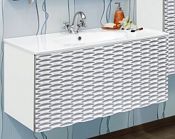 Sanflor Тумба для умывальника Белла 100 белая, патина серебро – фотография-1