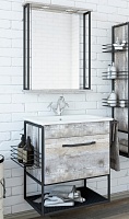 Sanflor Мебель для ванной Бруклин 60 подвесная бетон пайн экзотик/черный муар