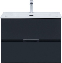 Aquanet Тумба под раковину Алвита New 70 2 ящика подвесная антрацит матовая – фотография-5