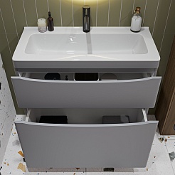 Vivon Тумба под раковину Ostin 80 напольная серая матовая – фотография-8