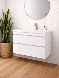 Vivon Тумба с раковиной Atwood 90 подвесная белая матовая – фотография-4