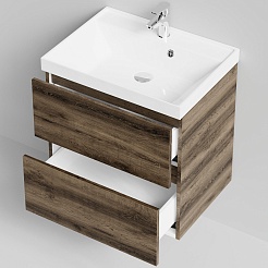 Водолей Тумба с раковиной Бест 60 подвесная дуб крымский коричневый – фотография-5