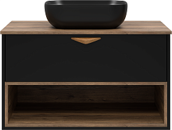 Brevita Тумба под раковину Bergen 90 подвесная дуб галифакс олово/черная – фотография-2