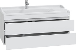 СанТа Тумба под раковину Марс 120 подвесная белая/светлое дерево – фотография-2