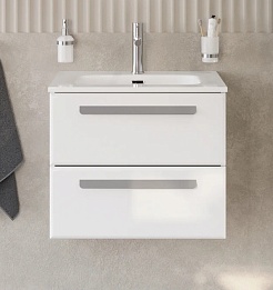 Cezares Тумба с раковиной Eco Cer-N 60 bianco opaco CZR-8095-60 ручки серые – фотография-1