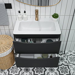 Vivon Тумба под раковину Ostin 60 подвесная черная матовая – фотография-4