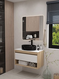 Teymi Раковина накладная в ванную Lori 50 мрамор чёрный матовый T50485 – фотография-5