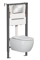 Ceramicanova Подвесной унитаз Play Rimless с системой инсталляции Balance кнопка Square хром глянцевый