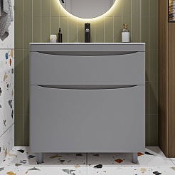 Vivon Тумба под раковину Ostin 80 напольная серая матовая – фотография-5