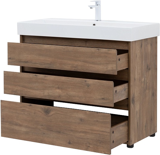 Aquanet Тумба с раковиной Nova Lite 100 дуб рустикальный – фотография-8