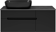 Misty Тумба с раковиной Роял 100 подвесная черная матовая