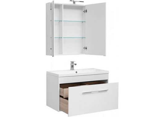 Aquanet Зеркало-шкаф Августа 100 белый – фотография-2