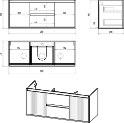 Brevita Мебель для ванной с двойной раковиной Wine 120 подвесная белая – фотография-9