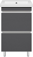 Misty Тумба с раковиной Майна 50 2 ящика графит/белая