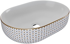 Teymi Раковина накладная Solli 48 T50389 белая с орнаментом – фотография-1