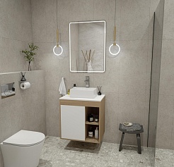 Teymi Тумба с раковиной Nura 70 дуб эврика/белый матовый T60528 раковина T50304 – фотография-2