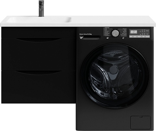 Водолей Тумба под раковину над стиральной машиной Смайл 58 L подвесная черная – фотография-2