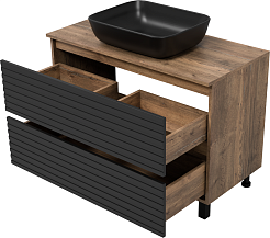 Brevita Тумба под раковину Dakota 100 дуб галифакс олово/черный кварц – фотография-5