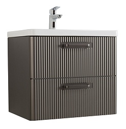BelBagno Тумба с раковиной Due 50 подвесная Оружейная сталь ручки Матовый тёмный никель – фотография-1