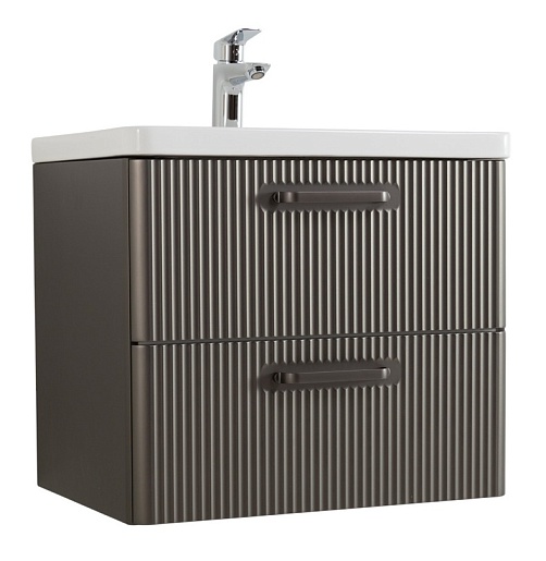 BelBagno Тумба с раковиной Due 50 подвесная Оружейная сталь ручки Матовый тёмный никель – фото-1