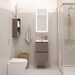 BelBagno Тумба с раковиной Uno mini 40 подвесная Бежевый матовый с раковиной BB-8099-3-40 – фотография-8