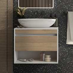 Teymi Тумба с раковиной Ritta 65 Ellie 60 подвесная белый/дуб – фотография-2