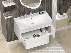 Brevita Тумба с раковиной Cascade 90 подвесная белая – фотография-8