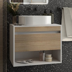 Teymi Тумба под раковину Ritta 65 подвесная белый/дуб – фотография-6