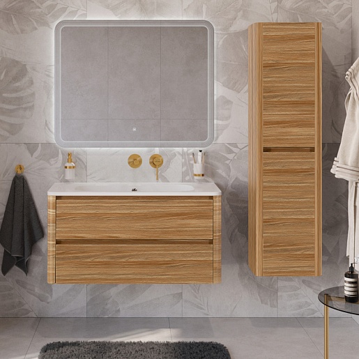 Cezares Тумба с раковиной без отверстия под смеситель Relax 100 подвесная дуб карамельный – фотография-14