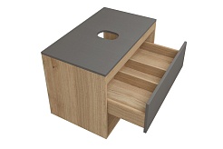 Teymi Тумба с раковиной Ritta 75 дуб эврика/графит матовый подвесная T60525 раковина T50207 – фотография-3