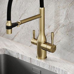 Sancos Смеситель для кухни Garda SC4009BG брашированное золото PVD покрытие – фотография-5