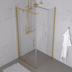 Triton Душевой уголок Терра-Голд 90x90 стекло прозрачное профиль золото – фотография-5
