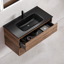 Sancos Тумба с раковиной Libra 90 дуб галифакс натуральный раковина Element 91 CN7002MB – фотография-2