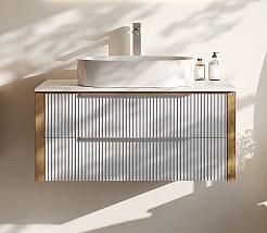 Зов Тумба с раковиной Валенсия 100 подвесная камень/белая – фотография-1