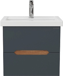 Onika Тумба с раковиной Айленд 50 подвесная графит/дуб крафт – фотография-1