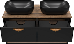 Brevita Тумба под раковину Bergen 105 подвесная дуб галифакс олово/черная – фотография-10